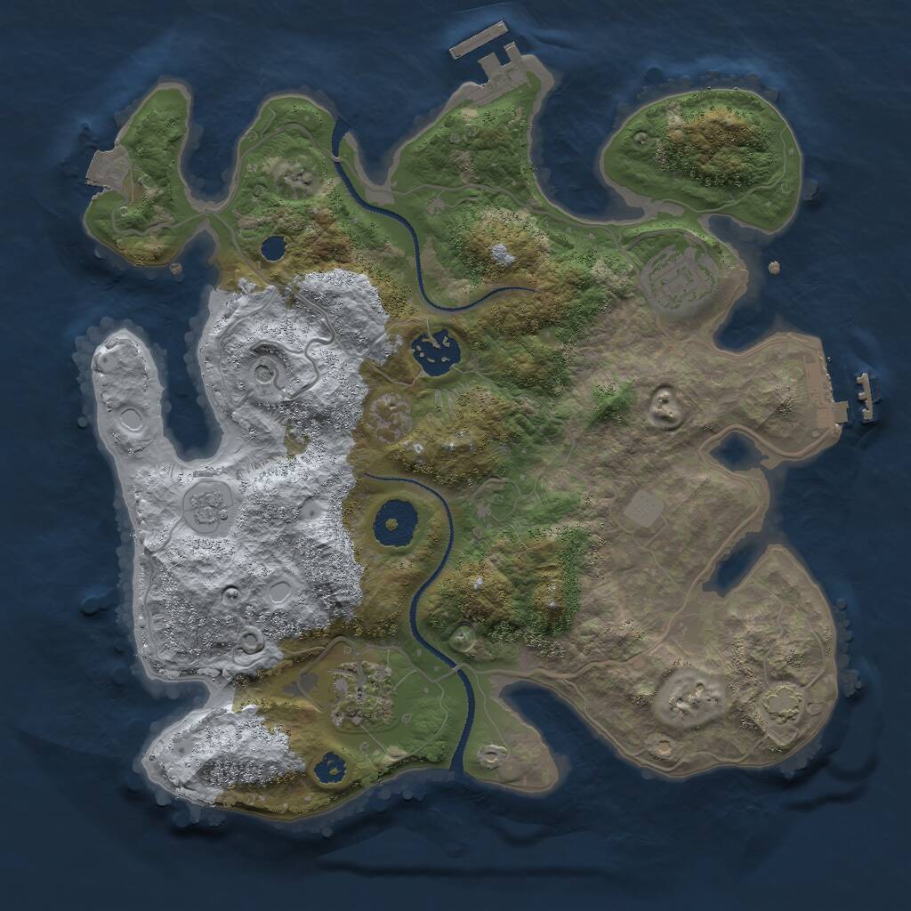 Rust Map: Procedural Map, Size: 3000, Seed: 335044217, 9 Monuments
