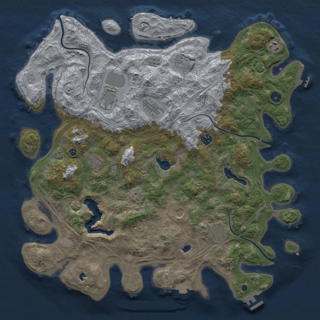 Rust Map: Procedural Map, Size: 4500, Seed: 2121799826, 15 Monuments
