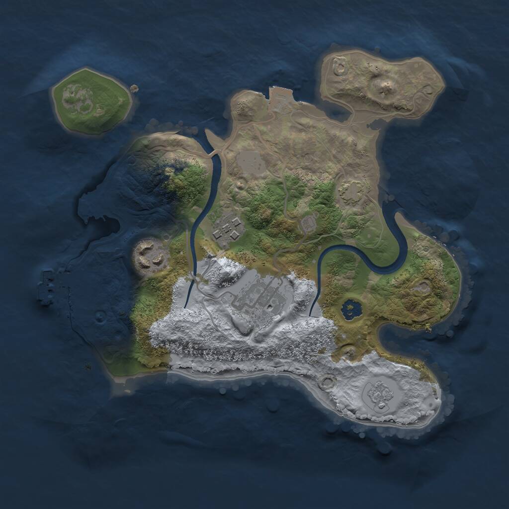Rust Map: Procedural Map, Size: 2500, Seed: 166016112, 7 Monuments