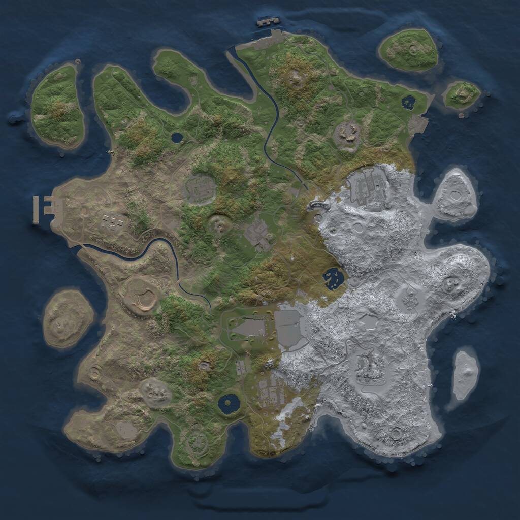 Rust Map: Procedural Map, Size: 3750, Seed: 1777326740, 16 Monuments