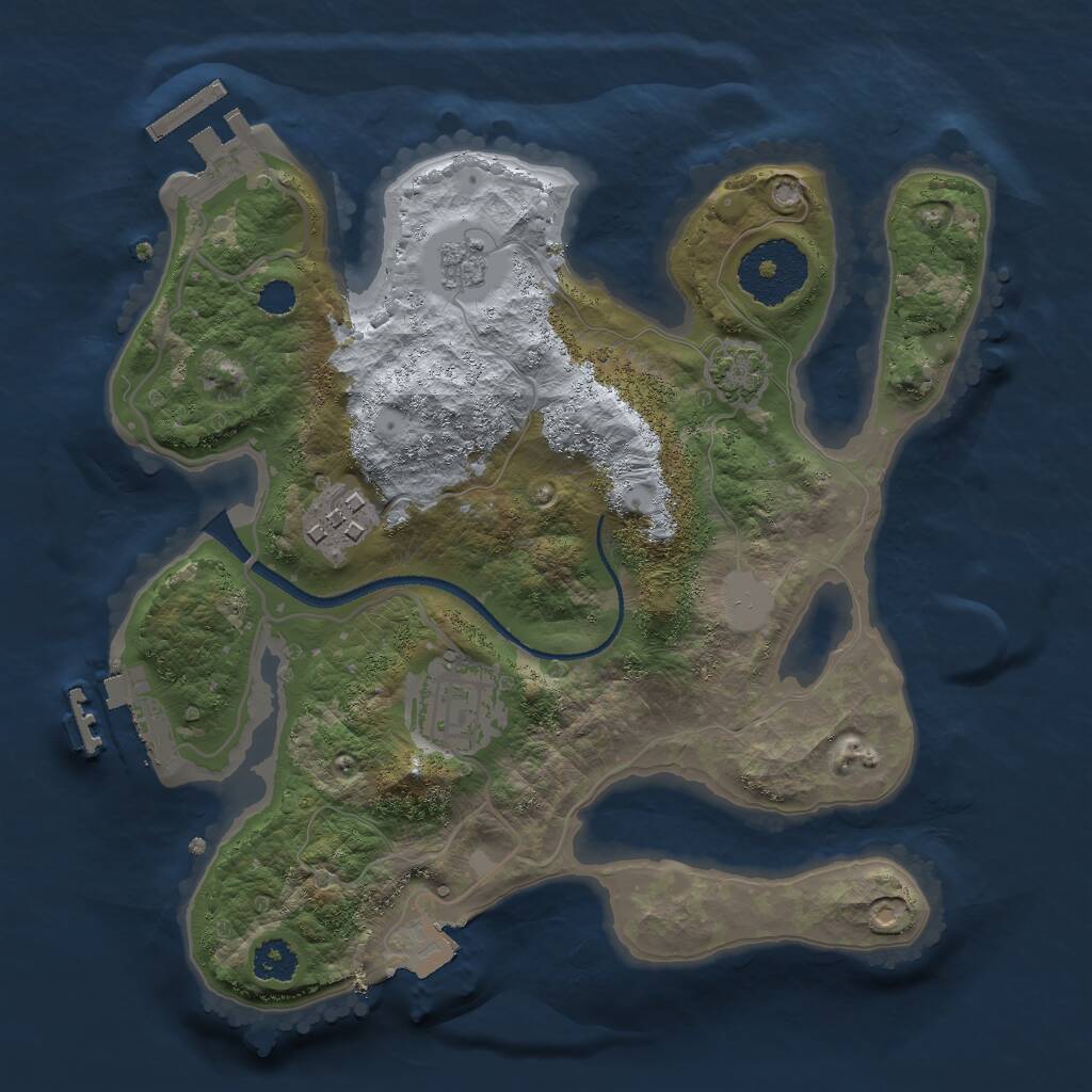 Rust Map: Procedural Map, Size: 2500, Seed: 3600, 7 Monuments