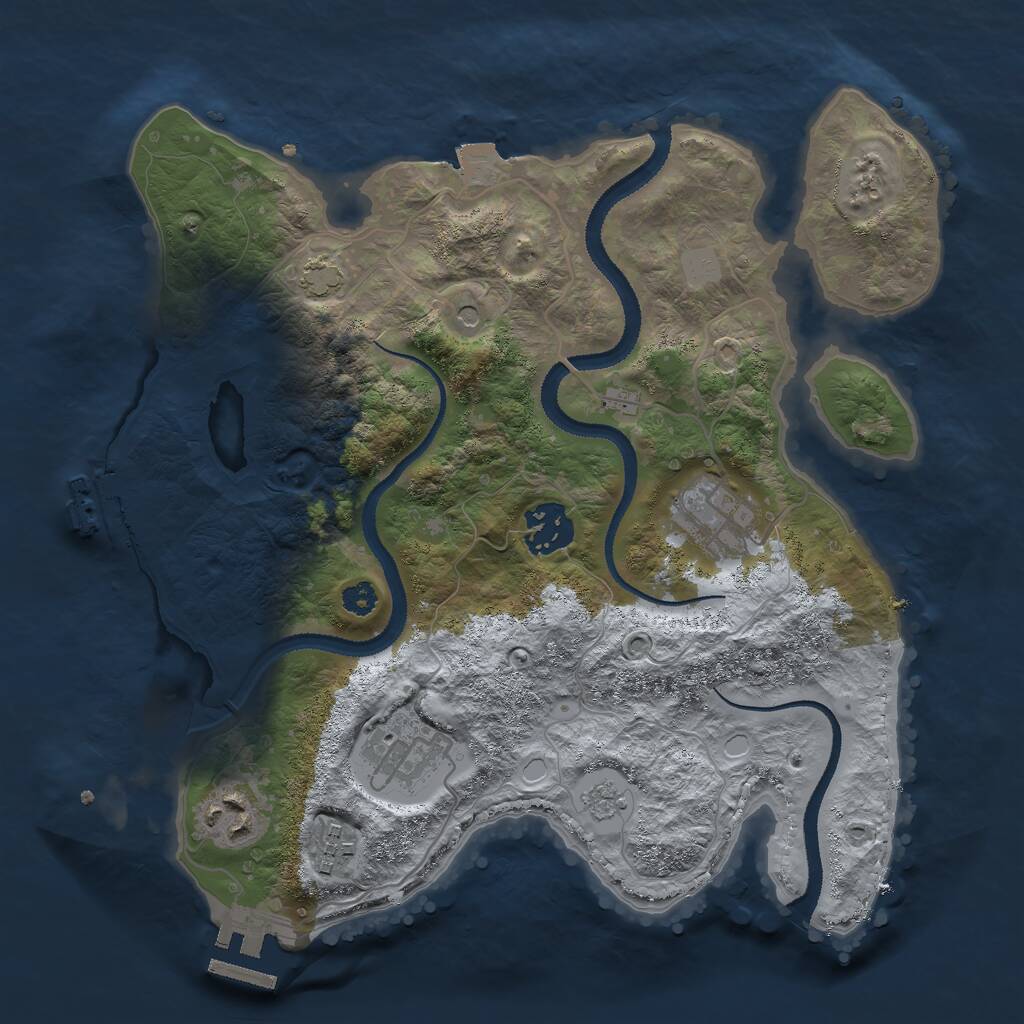 Rust Map: Procedural Map, Size: 3000, Seed: 826327629, 11 Monuments