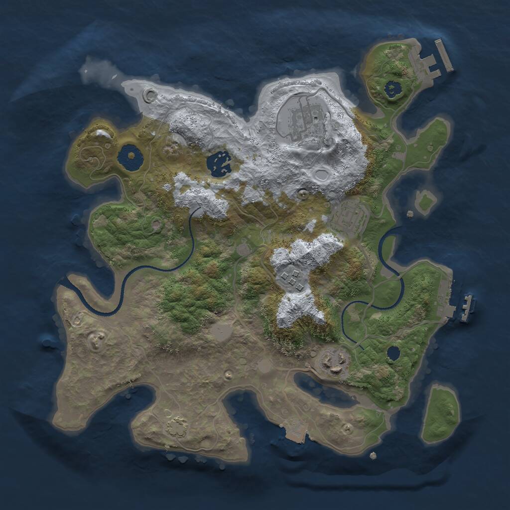 Rust Map: Procedural Map, Size: 3000, Seed: 961566418, 9 Monuments