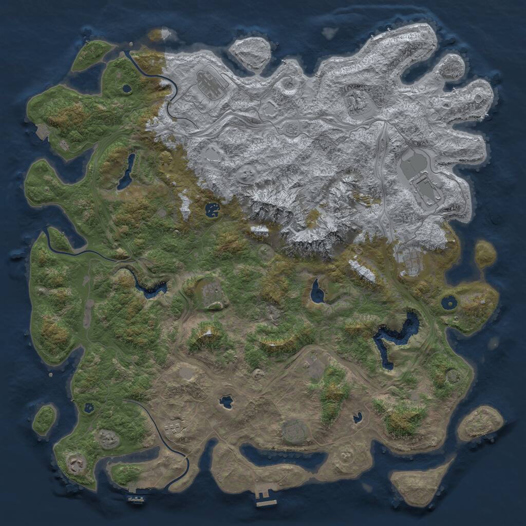 Rust Map: Procedural Map, Size: 5250, Seed: 116155354, 16 Monuments