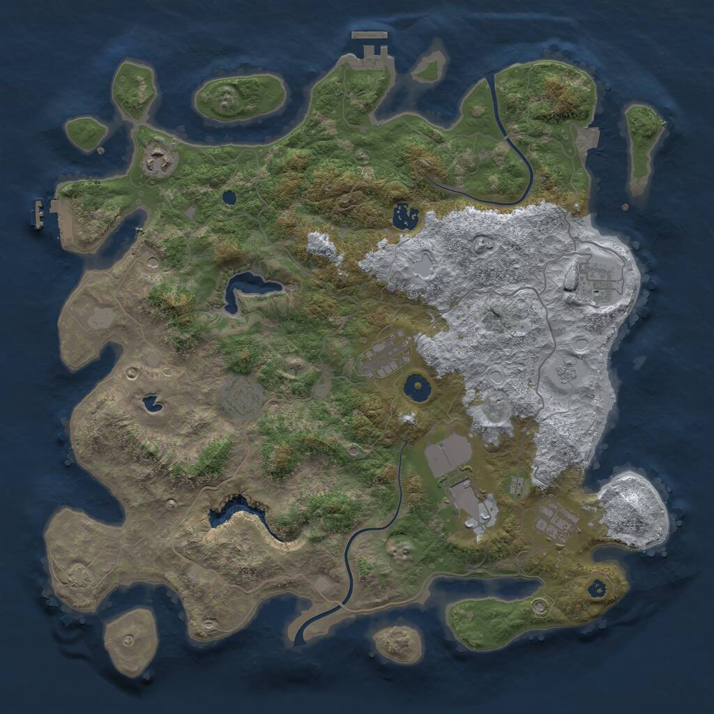 Rust Map: Procedural Map, Size: 4000, Seed: 802310302, 13 Monuments