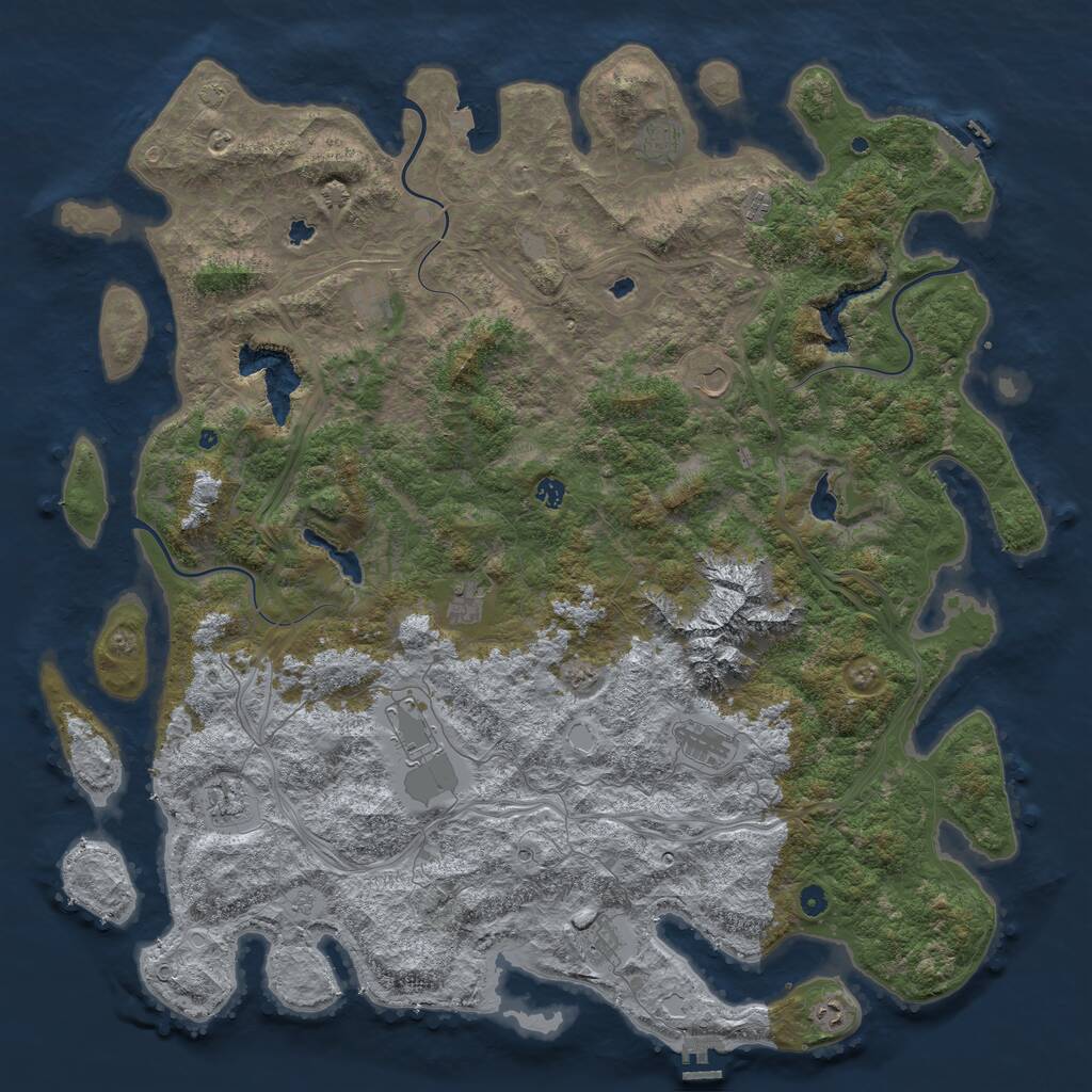Rust Map: Procedural Map, Size: 5600, Seed: 865711, 17 Monuments