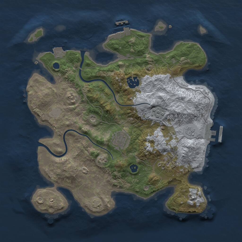 Rust Map: Procedural Map, Size: 3000, Seed: 19722, 10 Monuments