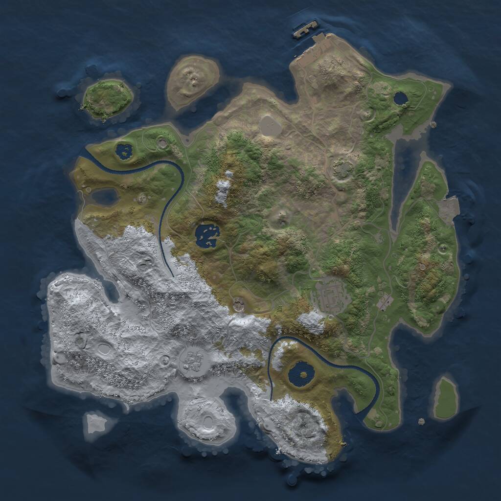 Rust Map: Procedural Map, Size: 3000, Seed: 29037, 7 Monuments