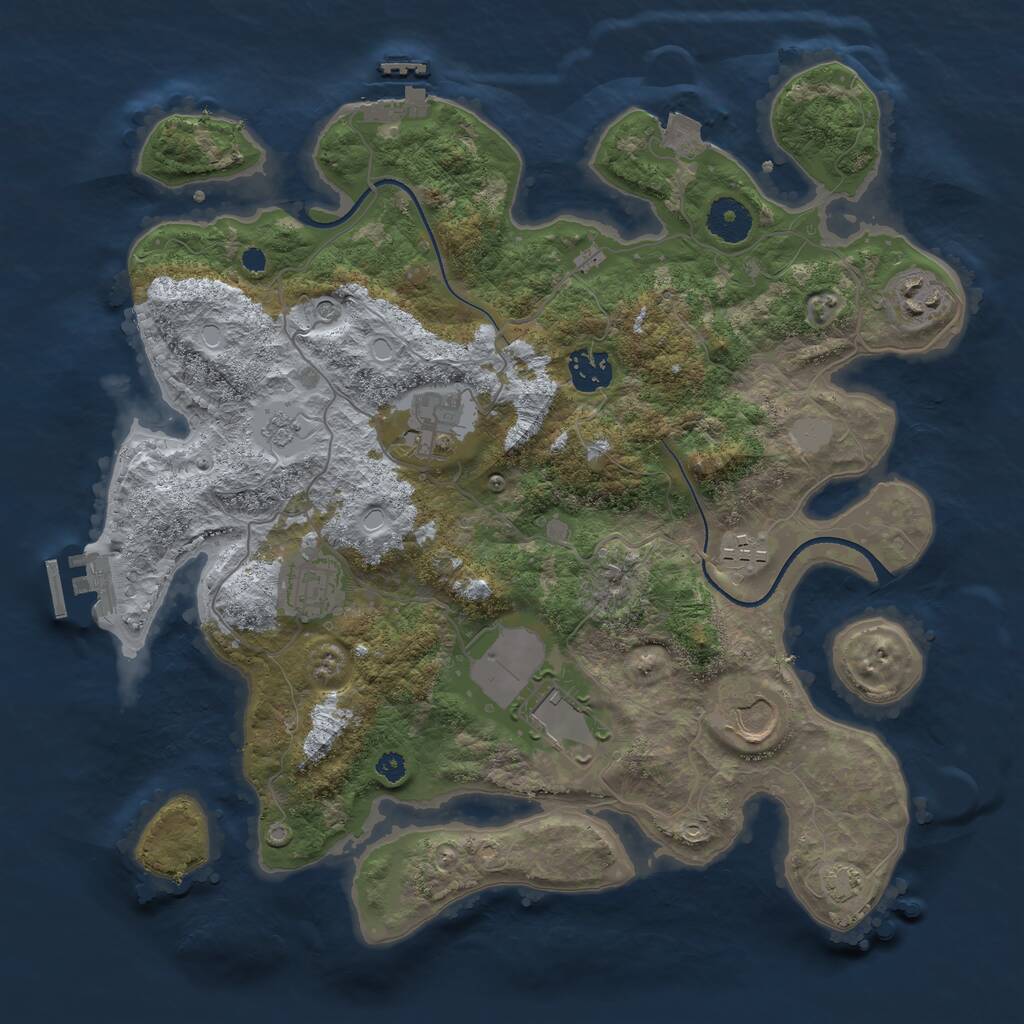 Rust Map: Procedural Map, Size: 3500, Seed: 109180273, 13 Monuments