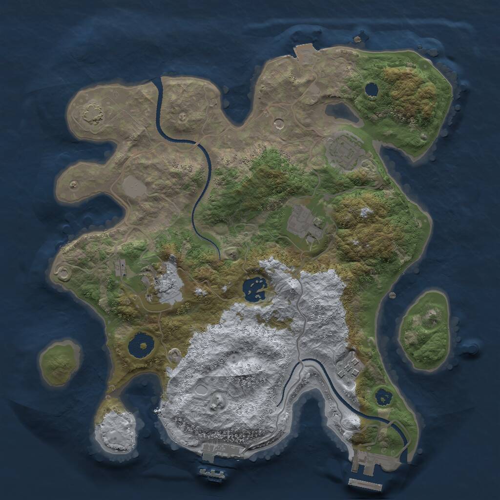 Rust Map: Procedural Map, Size: 3000, Seed: 1234434532, 10 Monuments
