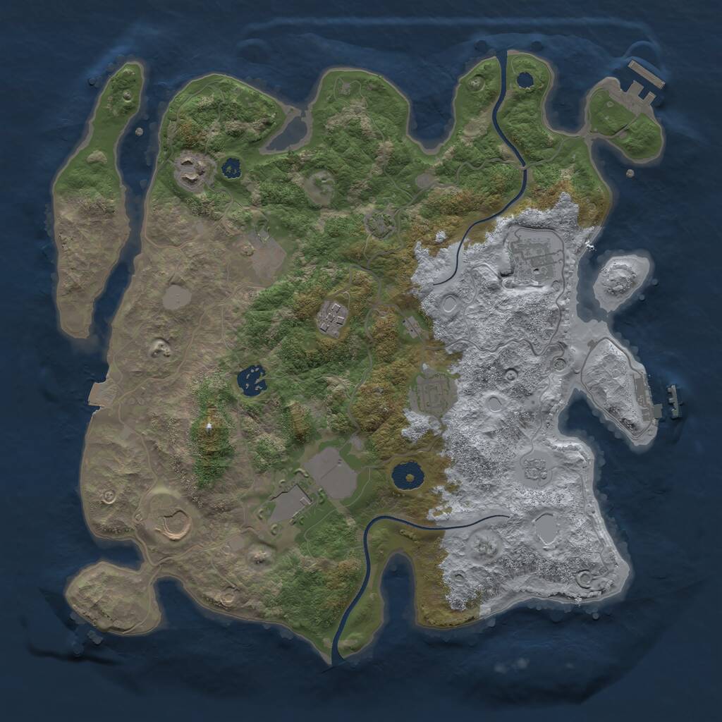 Rust Map: Procedural Map, Size: 3600, Seed: 153204, 14 Monuments