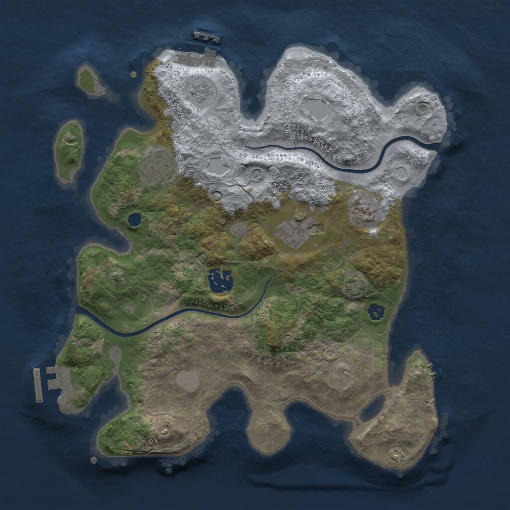 Rust Map: Procedural Map, Size: 3000, Seed: 27013, 9 Monuments