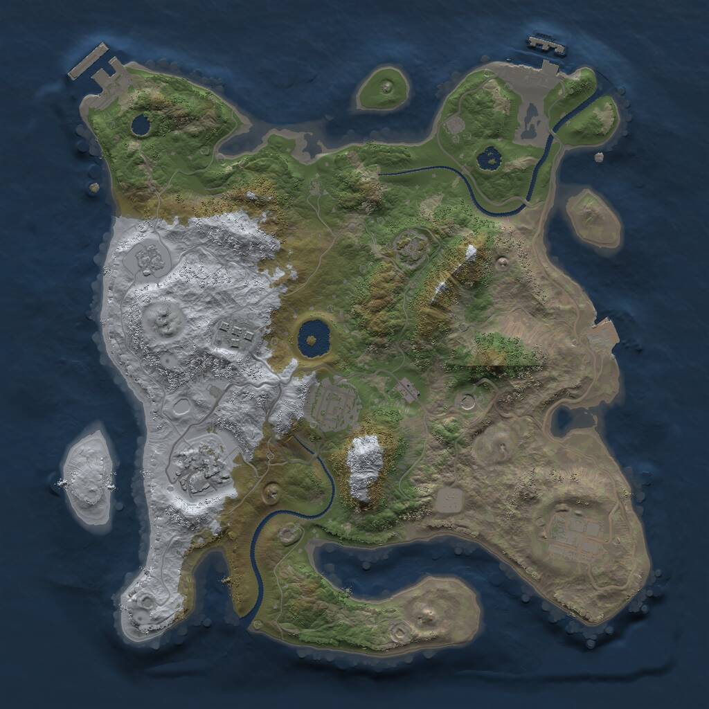 Rust Map: Procedural Map, Size: 3000, Seed: 27701, 10 Monuments