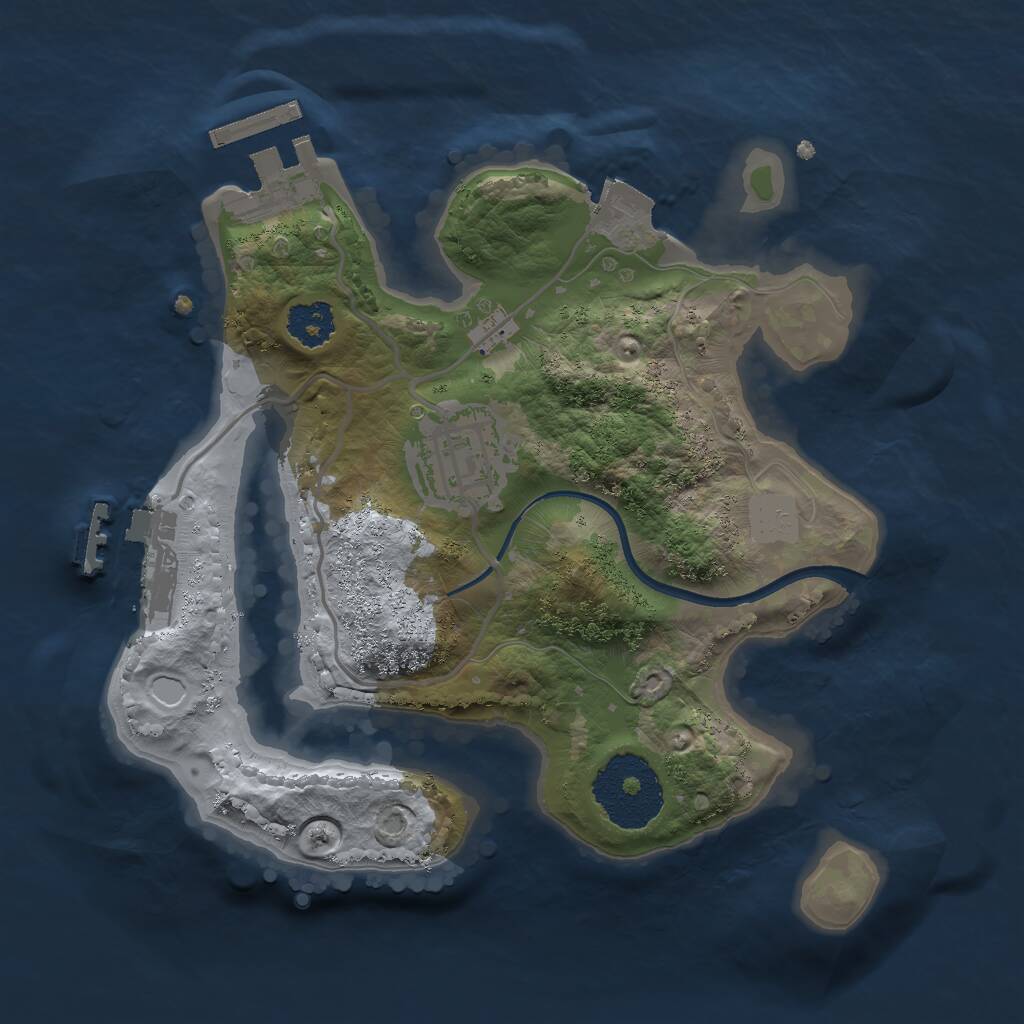 Rust Map: Procedural Map, Size: 2200, Seed: 12345587, 4 Monuments