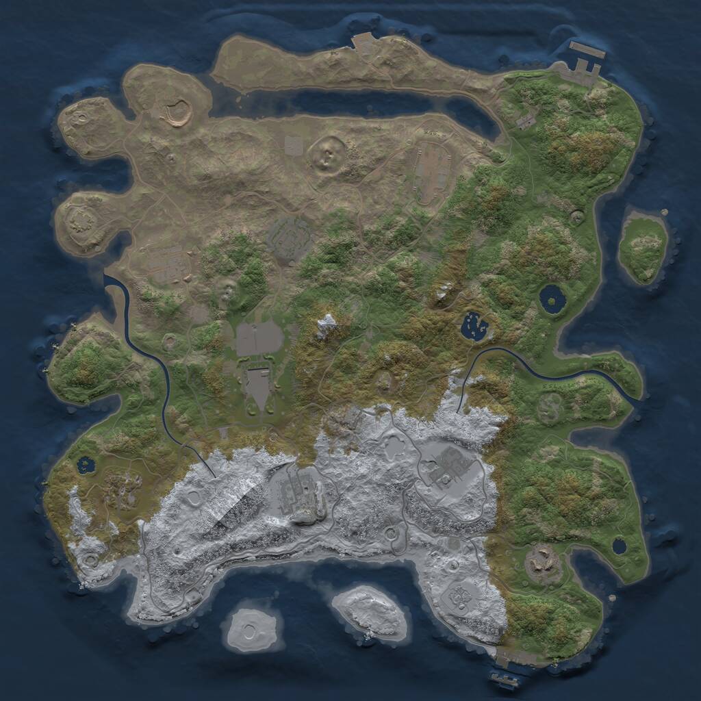 Rust Map: Procedural Map, Size: 3900, Seed: 50010, 16 Monuments