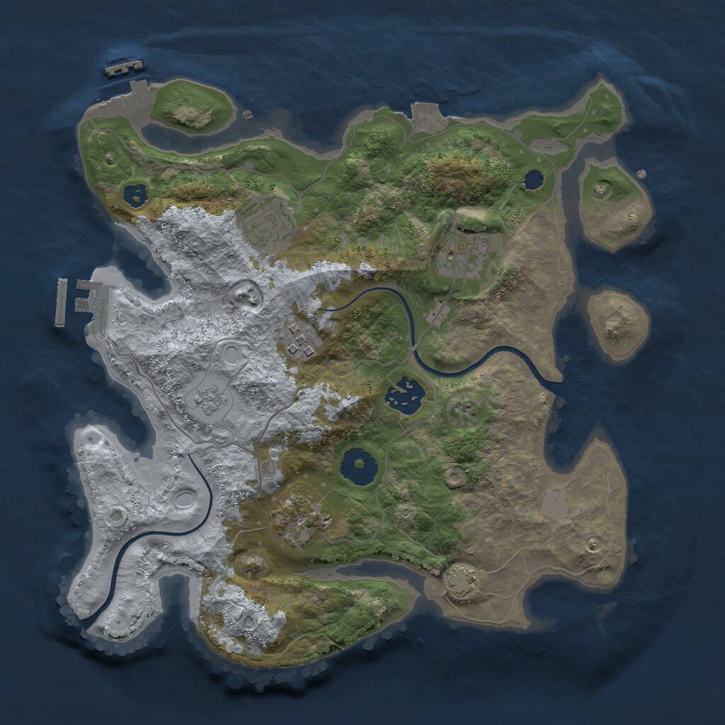 Rust Map: Procedural Map, Size: 3000, Seed: 14453, 10 Monuments