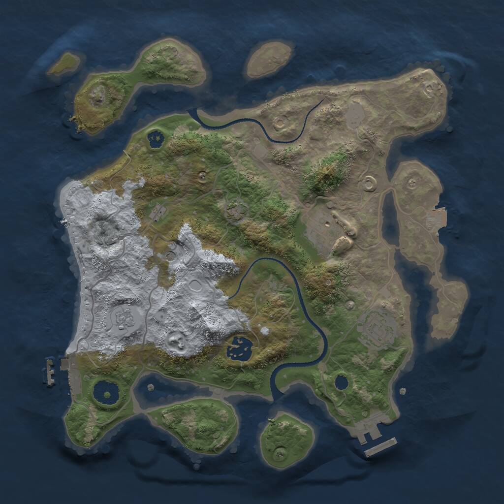 Rust Map: Procedural Map, Size: 3000, Seed: 16243, 9 Monuments