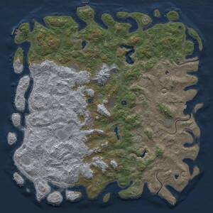 Thumbnail Rust Map: Procedural Map, Size: 6000, Seed: 170112613, 17 Monuments