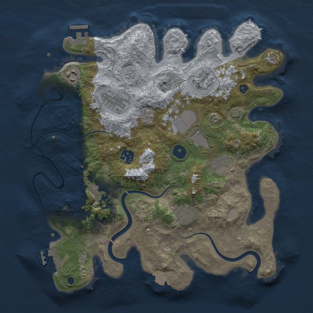 Rust Map: Procedural Map, Size: 3500, Seed: 341570291, 15 Monuments