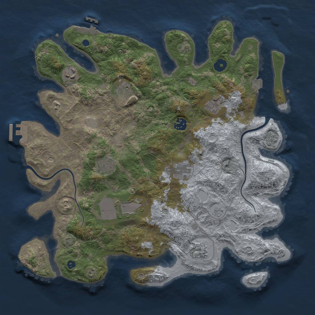 Rust Map: Procedural Map, Size: 3750, Seed: 930627317, 15 Monuments