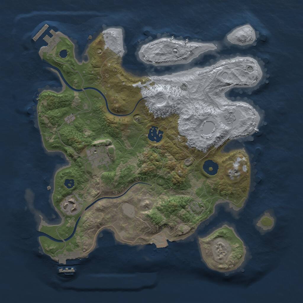Rust Map: Procedural Map, Size: 3000, Seed: 23693, 8 Monuments