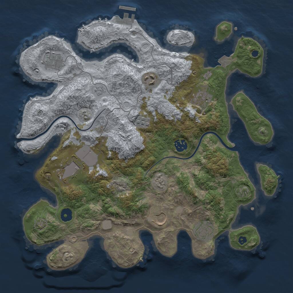 Rust Map: Procedural Map, Size: 3500, Seed: 354307571, 12 Monuments