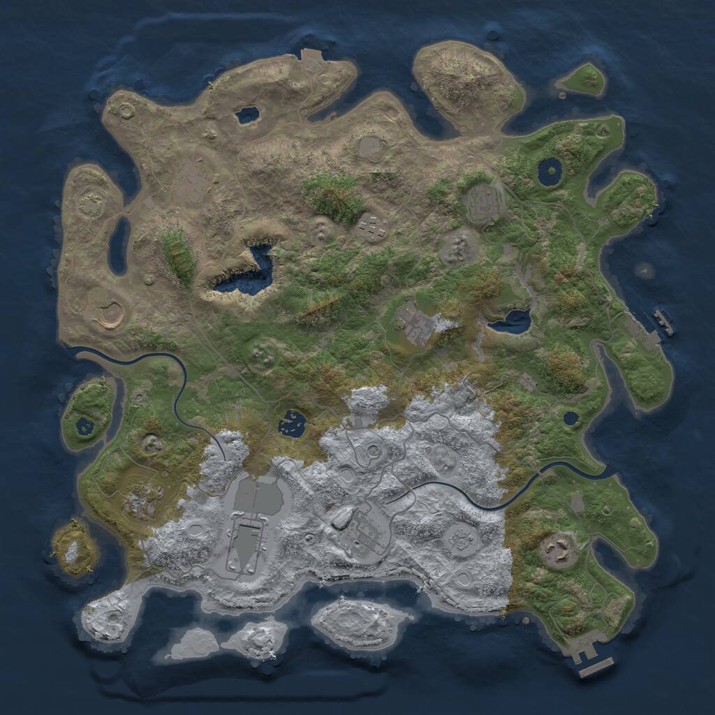 Rust Map: Procedural Map, Size: 4000, Seed: 239207746, 16 Monuments
