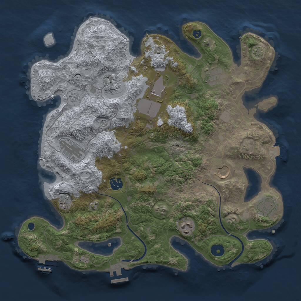 Rust Map: Procedural Map, Size: 3500, Seed: 944019577, 15 Monuments