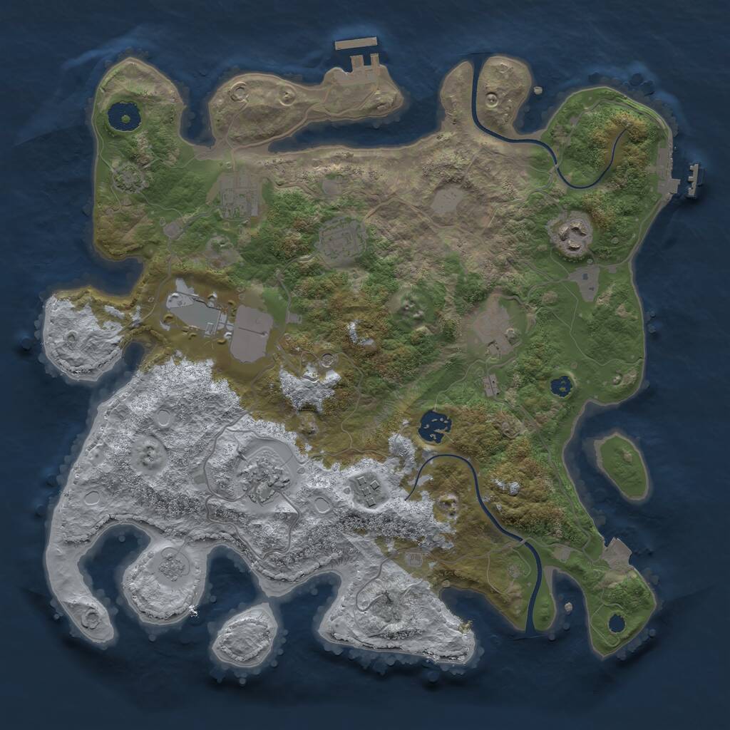 Rust Map: Procedural Map, Size: 3500, Seed: 881315, 14 Monuments