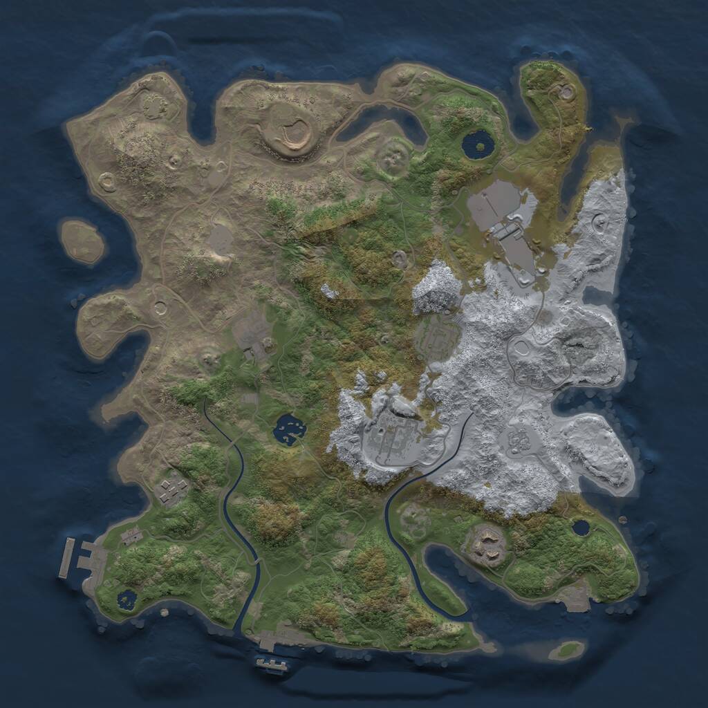 Rust Map: Procedural Map, Size: 3500, Seed: 484433543, 14 Monuments