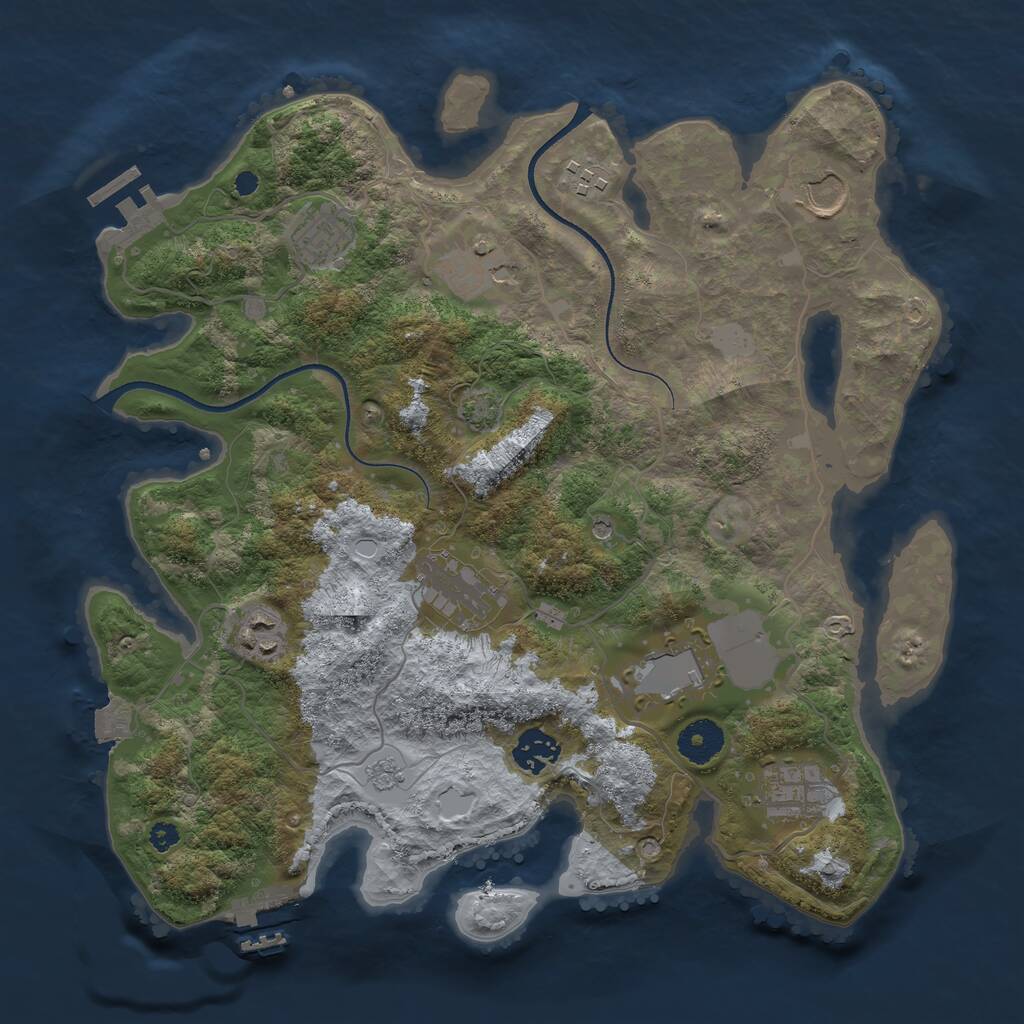 Rust Map: Procedural Map, Size: 3500, Seed: 354245993, 15 Monuments