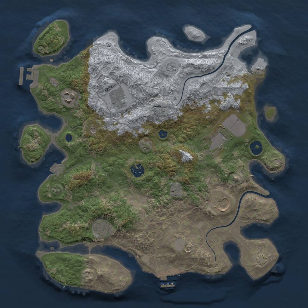 Rust Map: Procedural Map, Size: 3500, Seed: 1928854816, 13 Monuments
