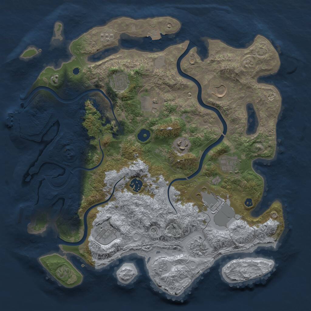 Rust Map: Procedural Map, Size: 3750, Seed: 20565264, 16 Monuments