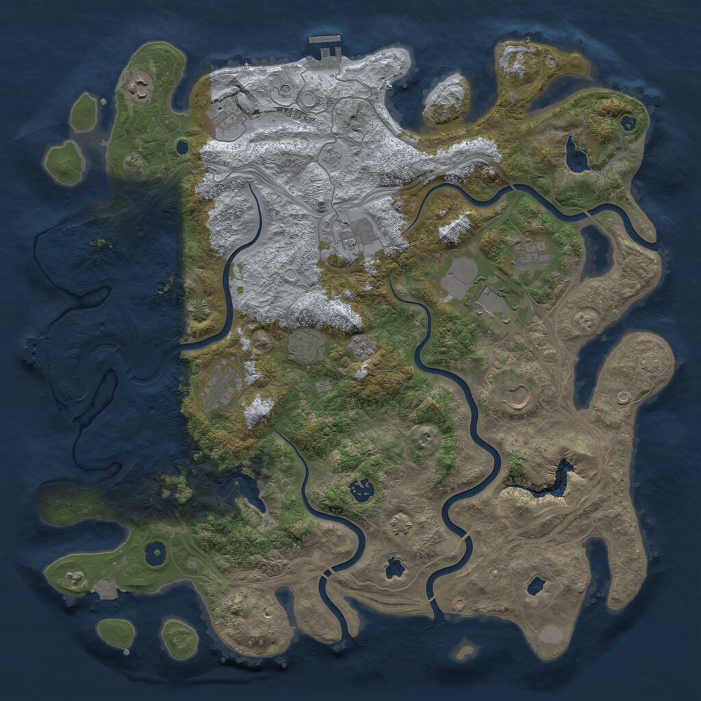 Rust Map: Procedural Map, Size: 4500, Seed: 342316964, 16 Monuments