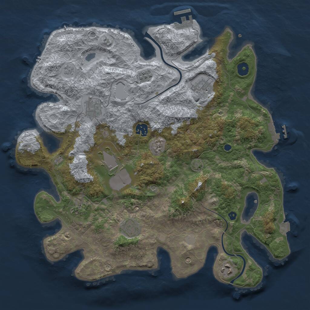 Rust Map: Procedural Map, Size: 3700, Seed: 1093819675, 14 Monuments