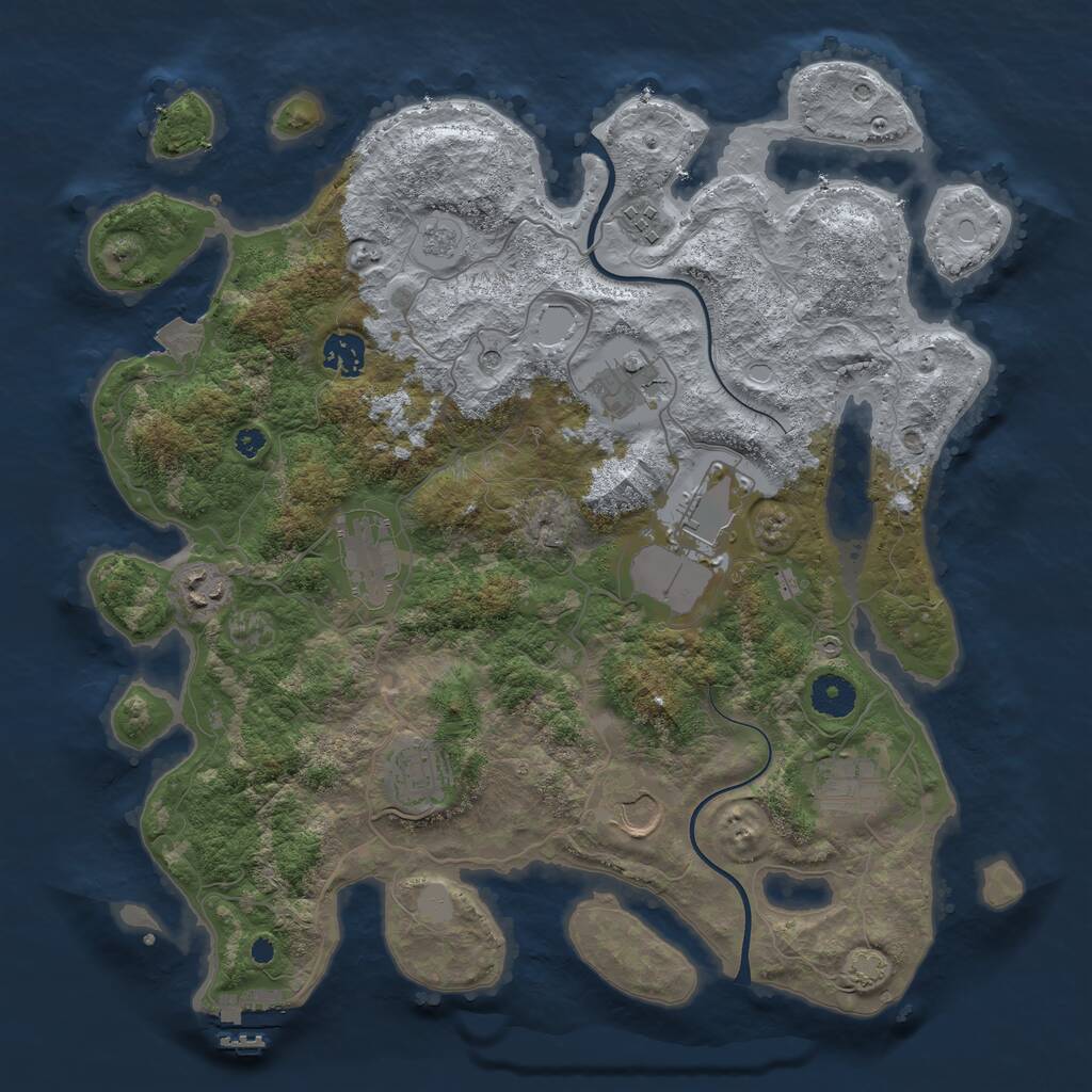Rust Map: Procedural Map, Size: 3750, Seed: 392579701, 14 Monuments