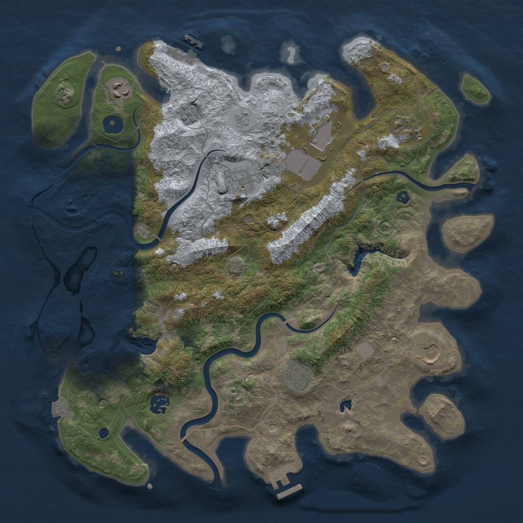 Rust Map: Procedural Map, Size: 4000, Seed: 2145101346, 14 Monuments