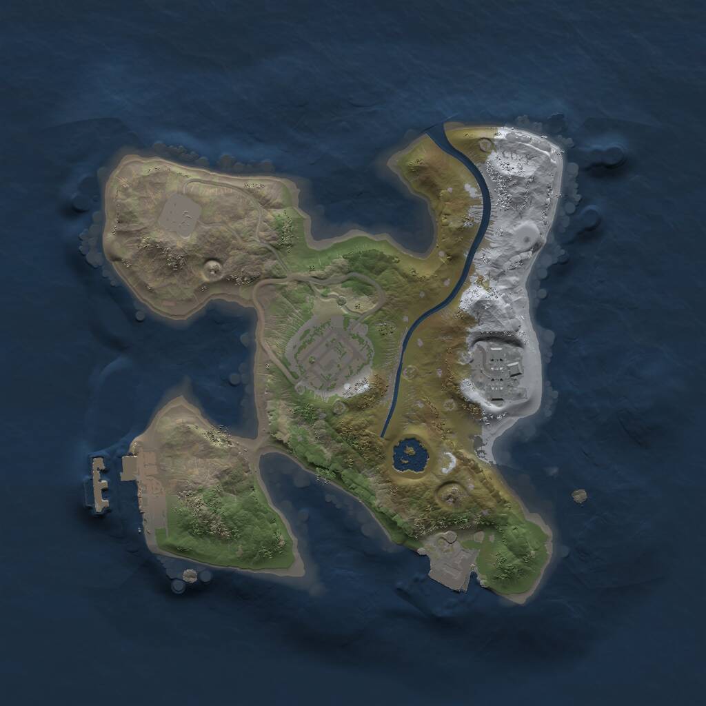 Rust Map: Procedural Map, Size: 2000, Seed: 729627551, 4 Monuments