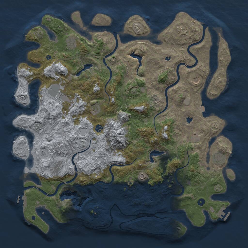 Rust Map: Procedural Map, Size: 5000, Seed: 910163, 17 Monuments