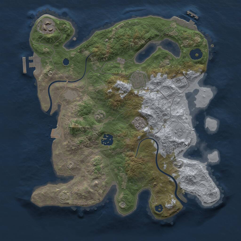 Rust Map: Procedural Map, Size: 3000, Seed: 15251, 10 Monuments