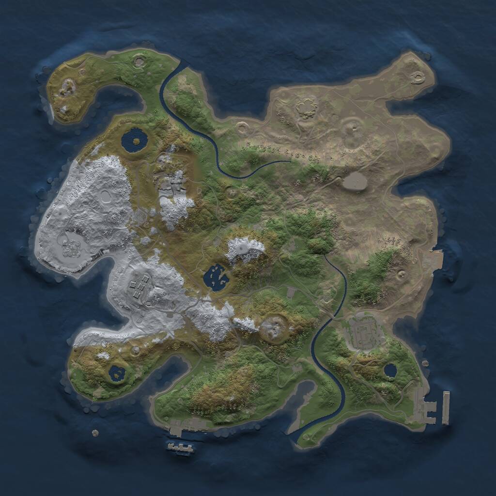 Rust Map: Procedural Map, Size: 3000, Seed: 47522, 9 Monuments