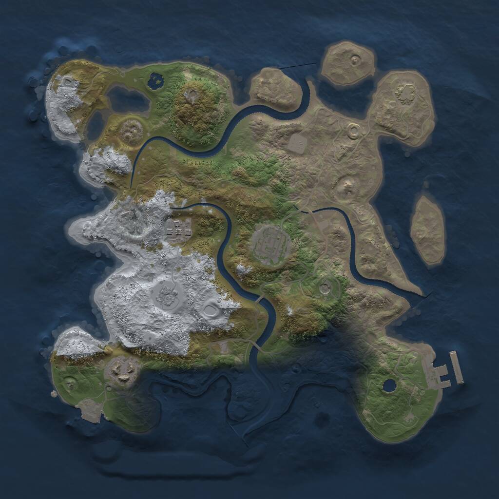Rust Map: Procedural Map, Size: 3000, Seed: 1860, 8 Monuments