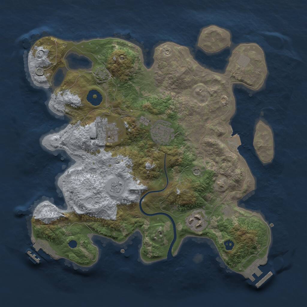 Rust Map: Procedural Map, Size: 3000, Seed: 1860, 9 Monuments