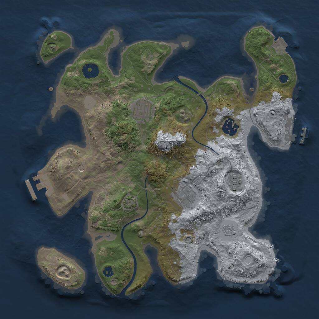 Rust Map: Procedural Map, Size: 3000, Seed: 27496, 10 Monuments