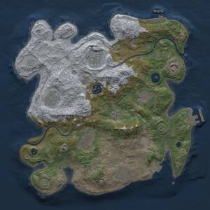 Thumbnail Rust Map: Procedural Map, Size: 3250, Seed: 128847027, 14 Monuments