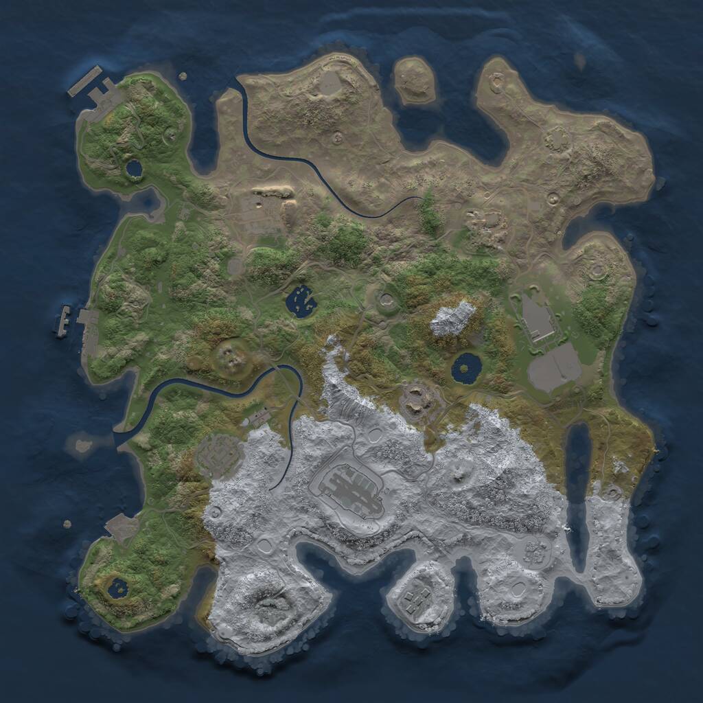 Rust Map: Procedural Map, Size: 3500, Seed: 80503924, 14 Monuments