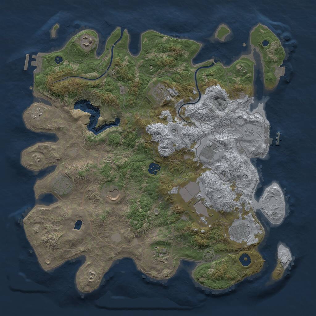 Rust Map: Procedural Map, Size: 4000, Seed: 718, 16 Monuments