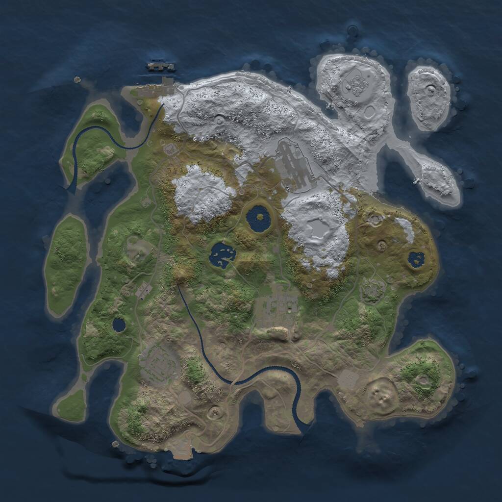 Rust Map: Procedural Map, Size: 3000, Seed: 14480, 8 Monuments