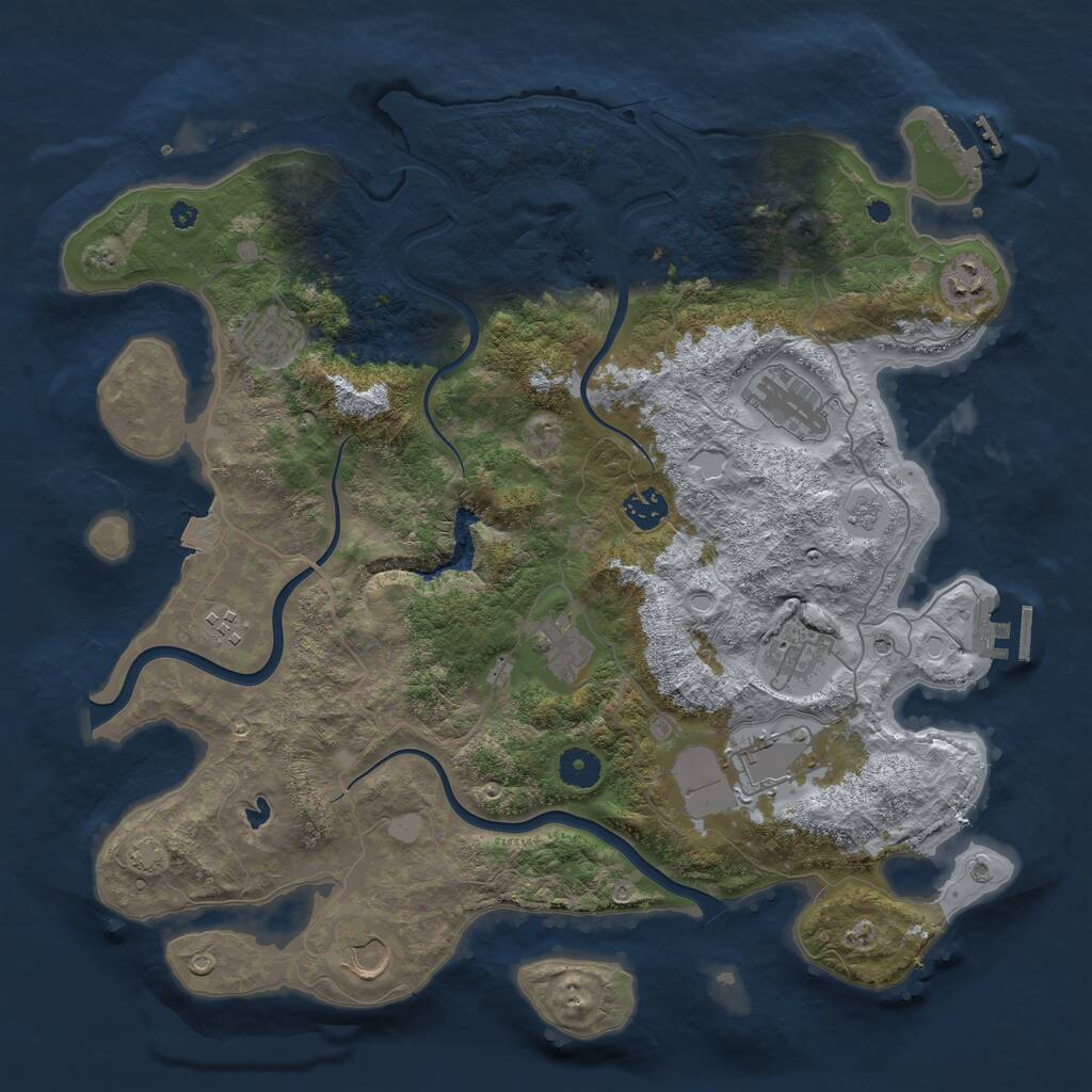 Rust Map: Procedural Map, Size: 4000, Seed: 601781697, 15 Monuments