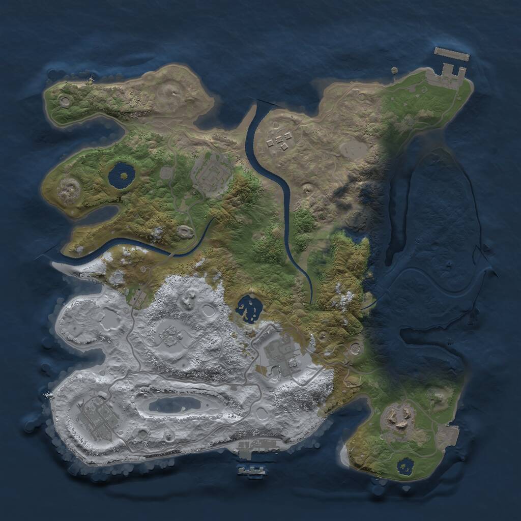 Rust Map: Procedural Map, Size: 3000, Seed: 29274, 12 Monuments